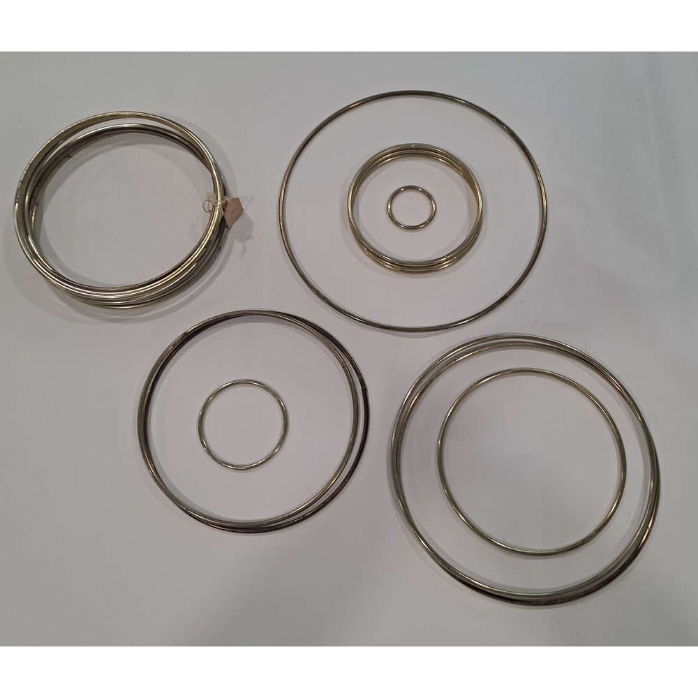 Large Lot Of 18 Gold Metal Craft Rings Macrame